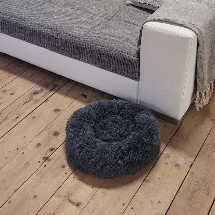 Superflauschiges Orthopädisches Hunde- / Katzenkissen in Dunkelgrau - Bella und Stella Haustierbedarf